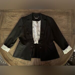 White House Black Market Signature Blazer, Black with patterned inner lining